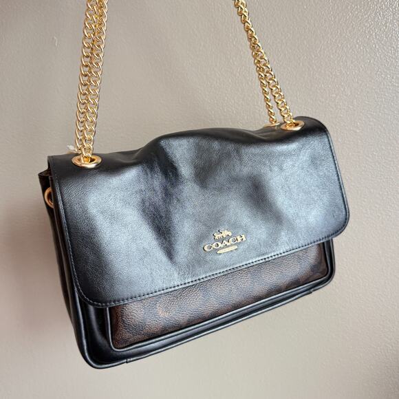 Coach Elodie Crossbody Bag In Signature Canvas CCF10 Walnut/Black - Picture 6 of 8